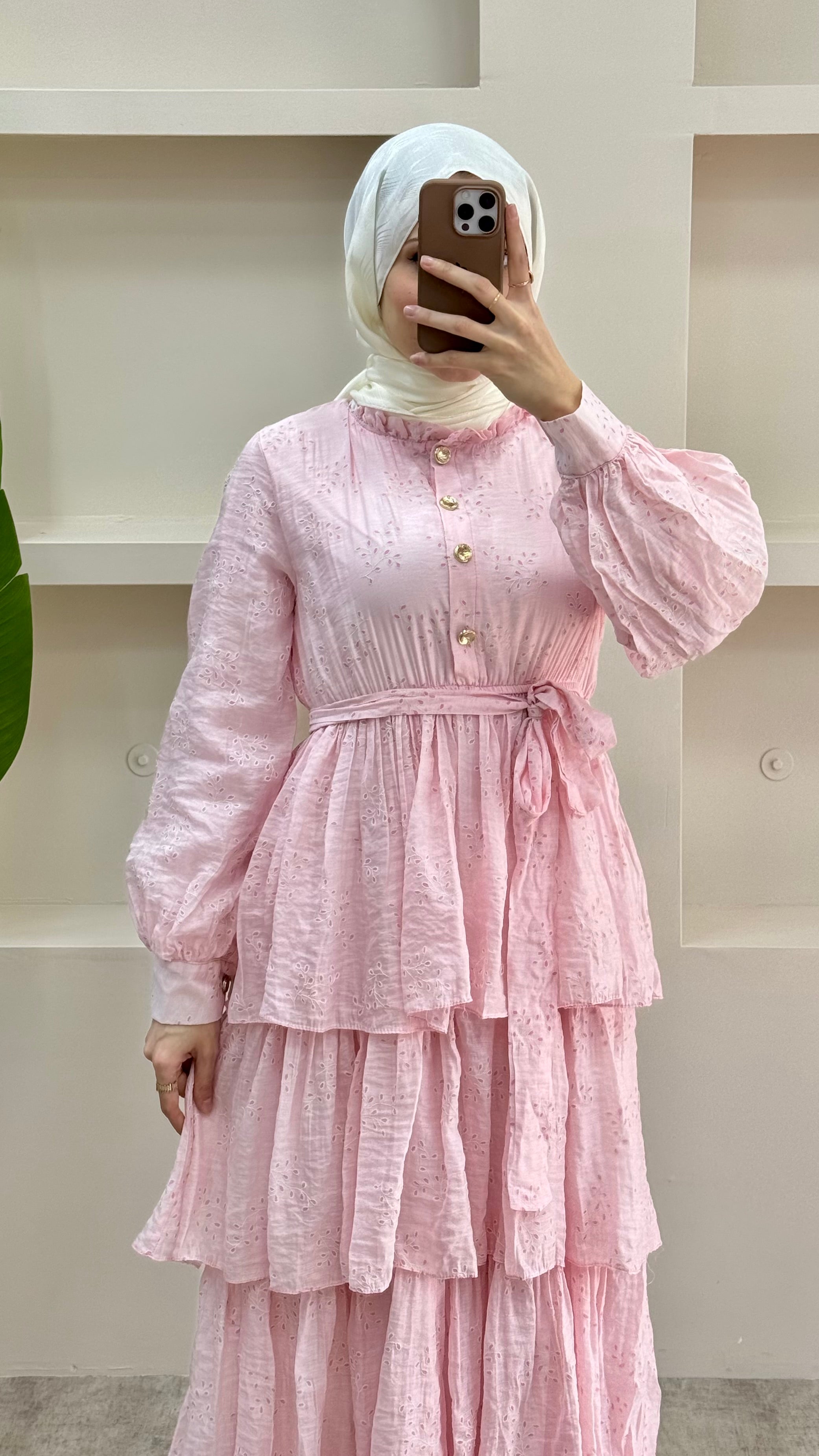 Molly Dantelli Elbise Pembe