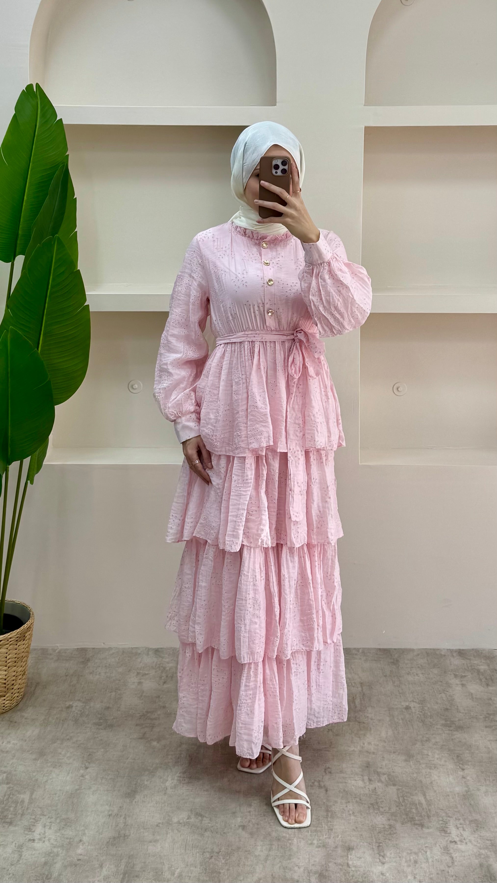 Molly Dantelli Elbise Pembe