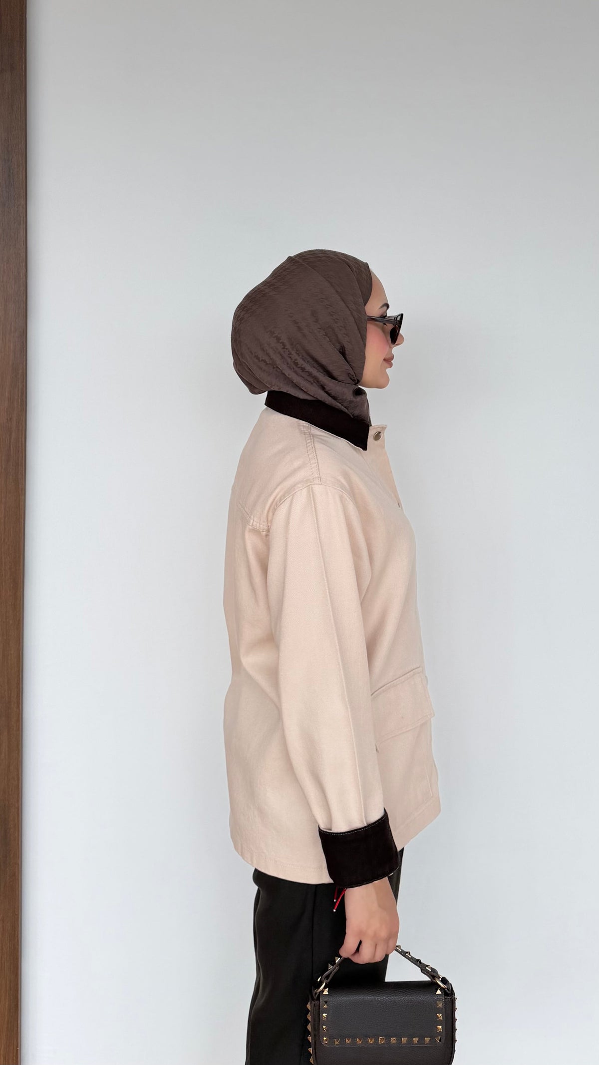 Lurex Garnili Çıtçıtlı Gabardin Ceket Bej