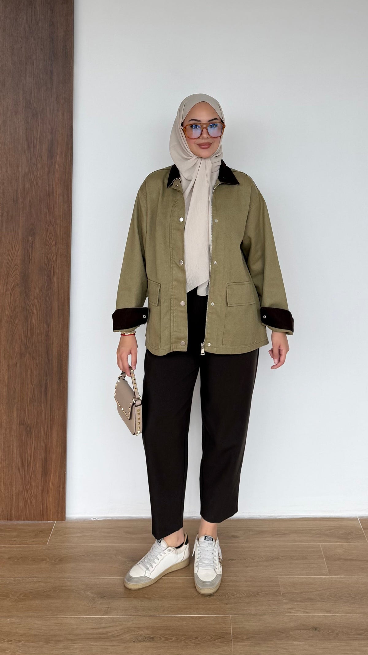 Lurex Garnili Çıtçıtlı Gabardin Ceket Yeşil