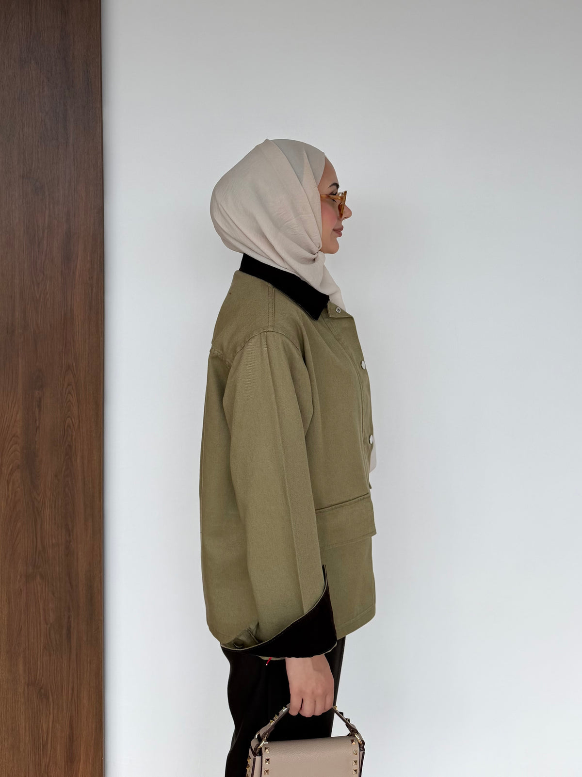 Lurex Garnili Çıtçıtlı Gabardin Ceket Yeşil