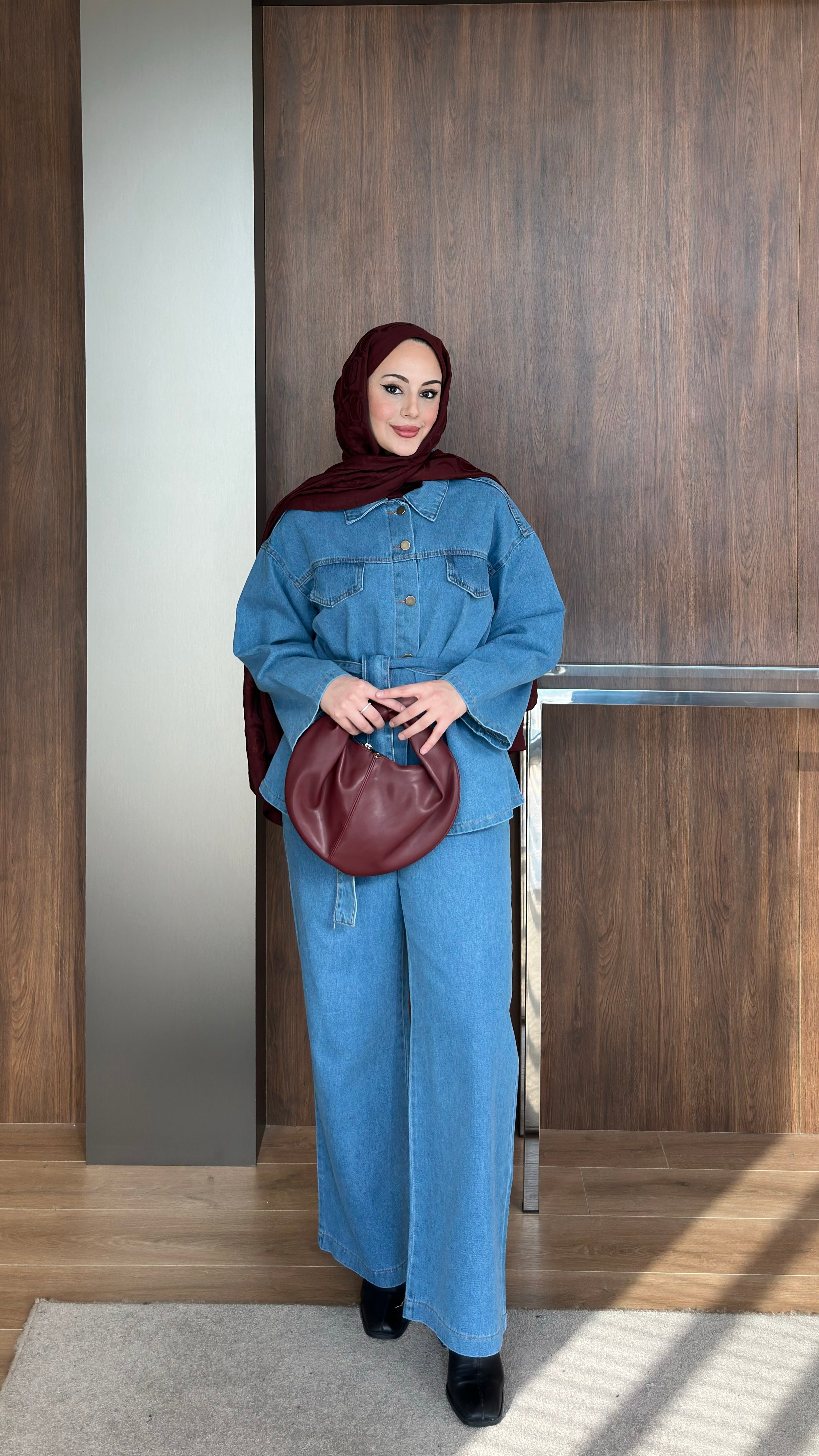 Tina Cep Kapaklı Kot Takım Buz Mavisi