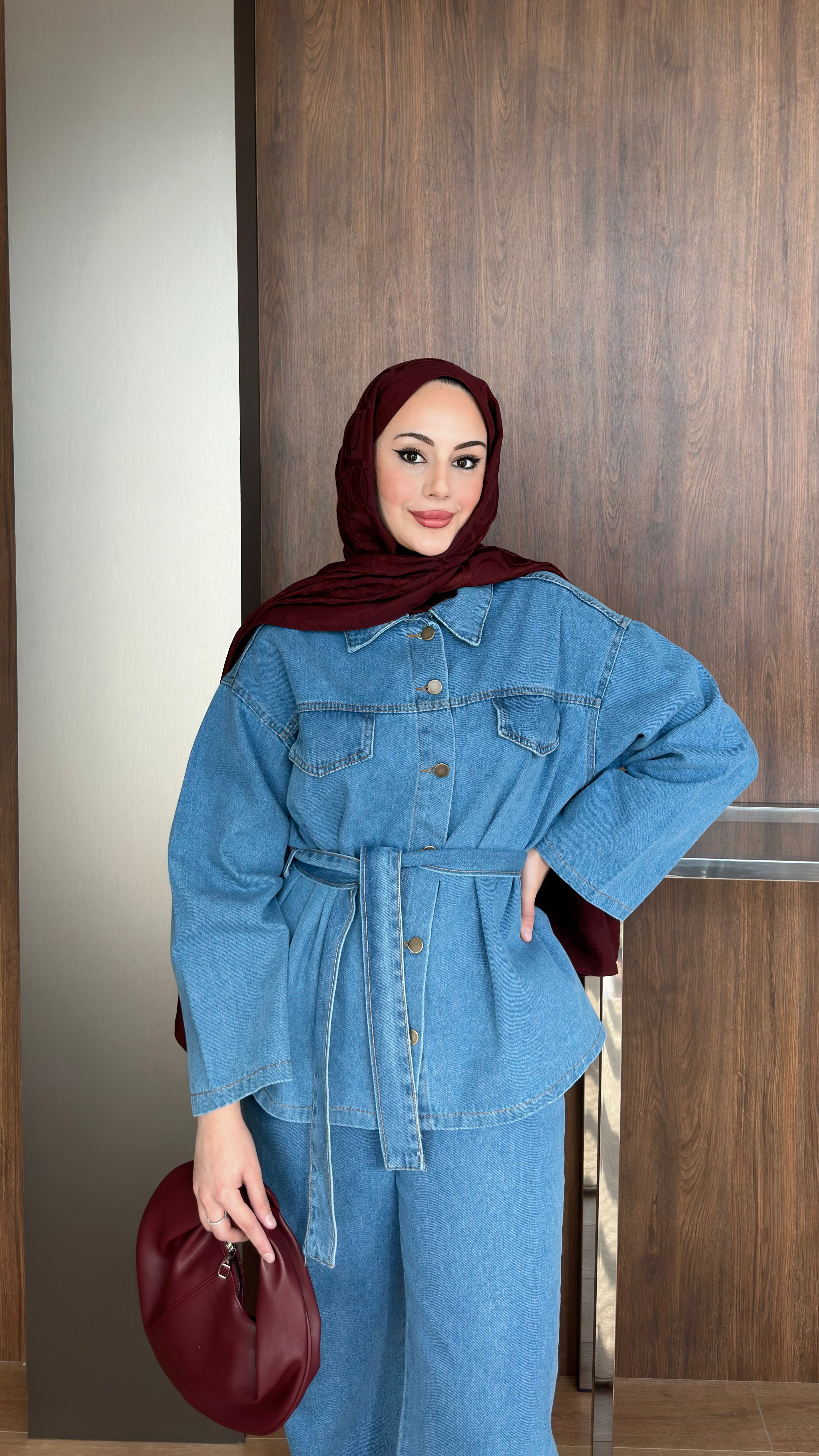 Tina Cep Kapaklı Kot Takım Buz Mavisi