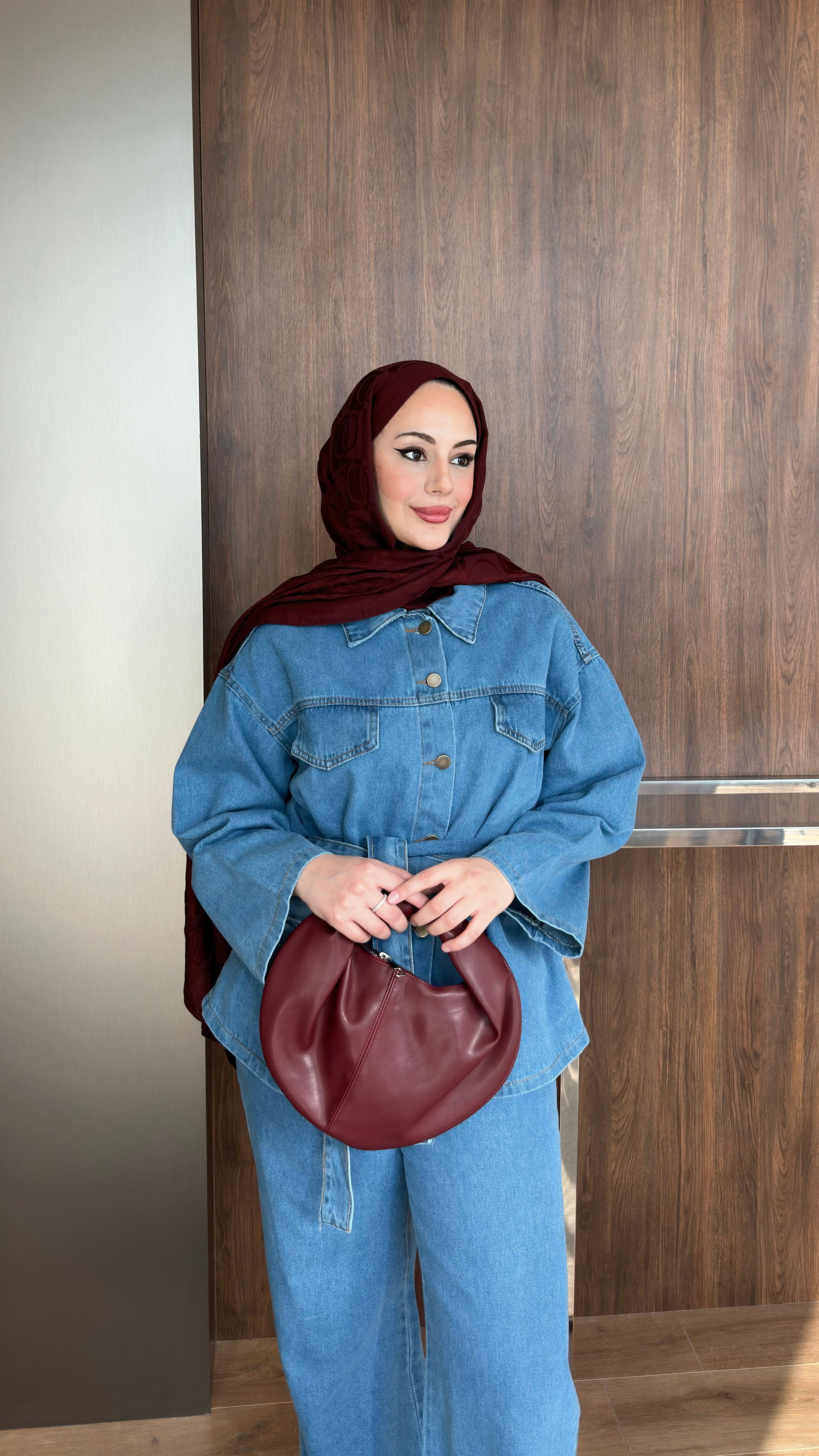 Tina Cep Kapaklı Kot Takım Buz Mavisi