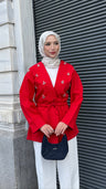 Rosina Taş İşlemeli Ceket Kırmızı