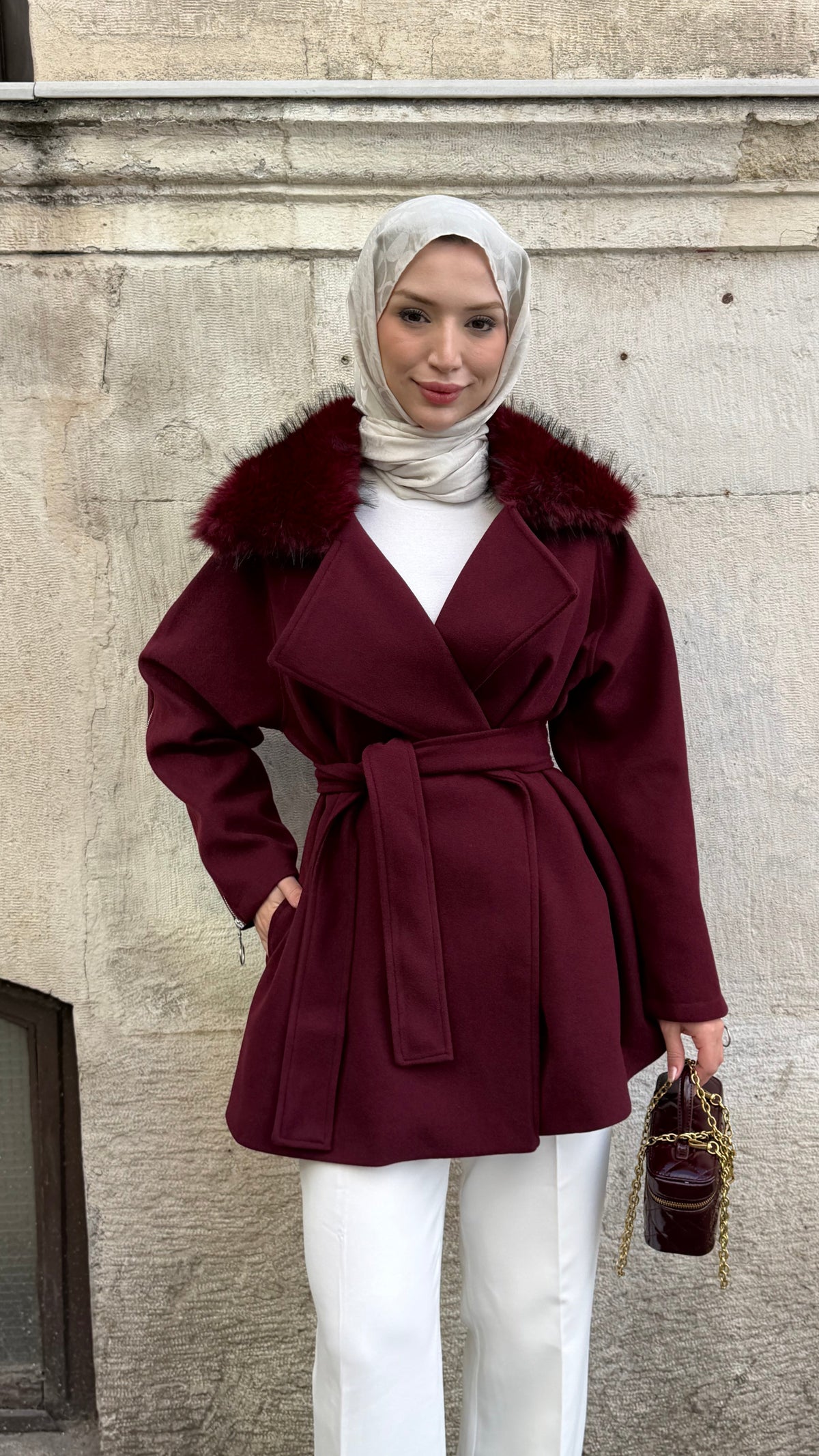 Milano Fermuar Detaylı Kaban Bordo
