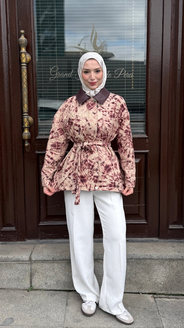 Mirella Batik Desenli Ceket Bordo