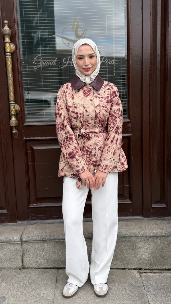 Mirella Batik Desenli Ceket Bordo