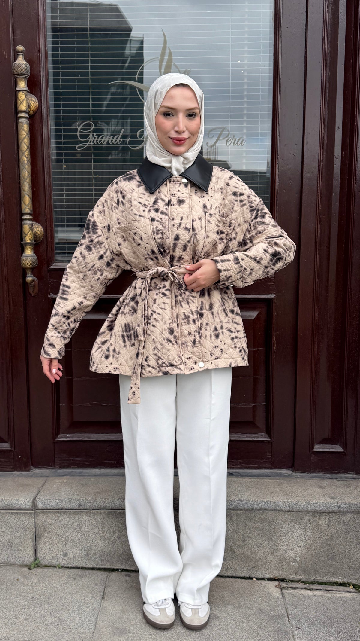 Mirella Batik Desenli Ceket Siyah-Kahve