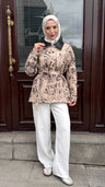 Mirella Batik Desenli Ceket Siyah-Kahve