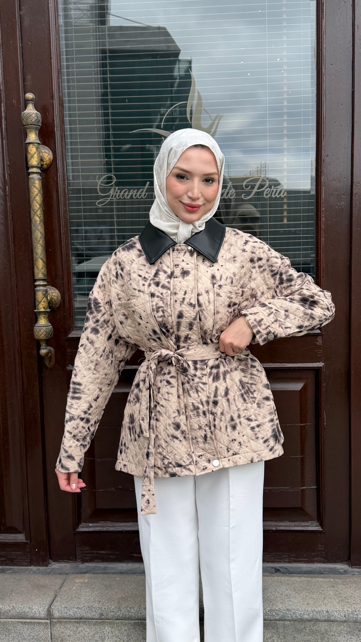 Mirella Batik Desenli Ceket Siyah-Kahve