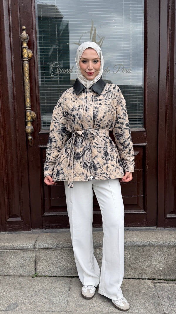 Mirella Batik Desenli Ceket Siyah-Lacivert