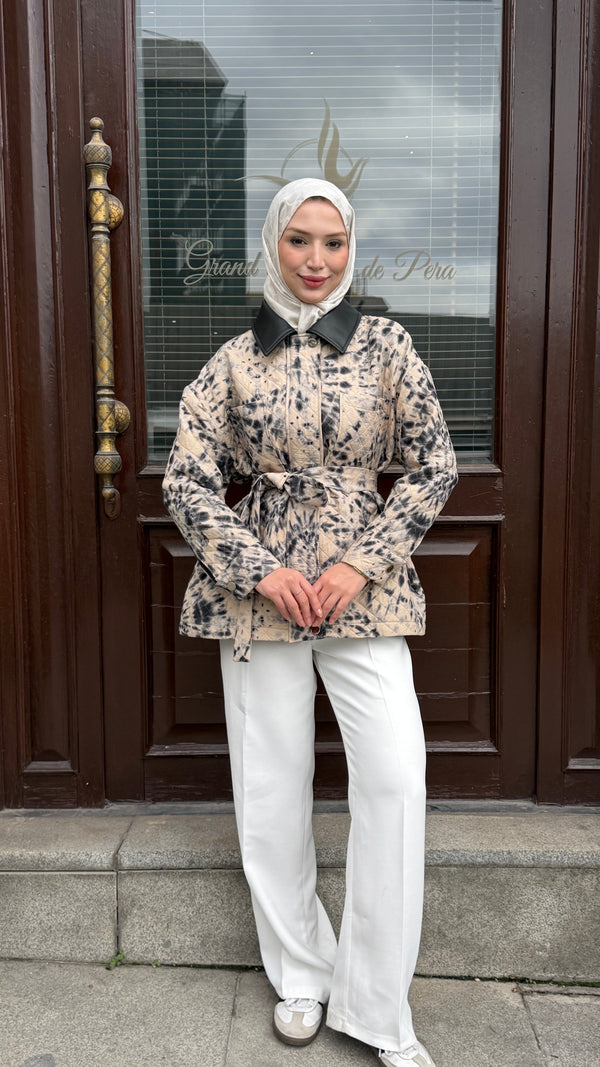 Mirella Batik Desenli Ceket Siyah-Lacivert