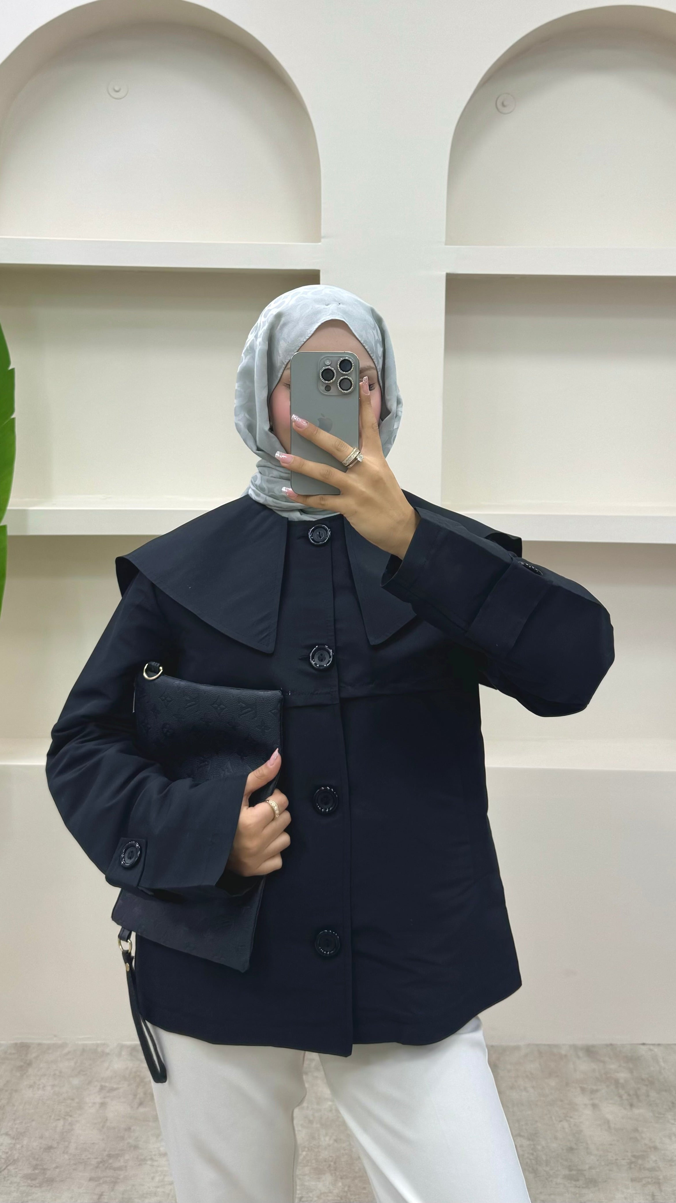 Pelerinli Trençkot Siyah