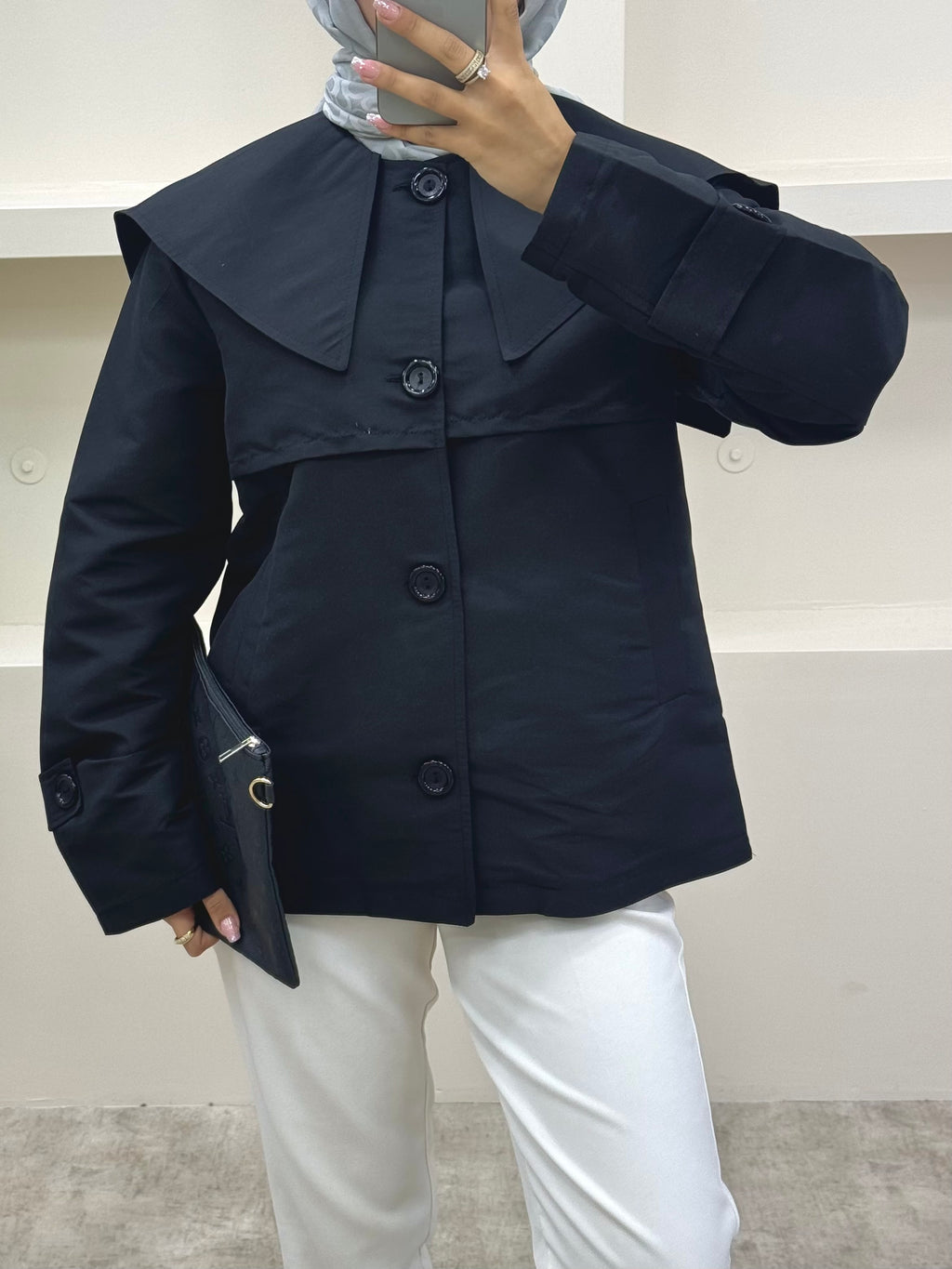 Pelerinli Trençkot Siyah