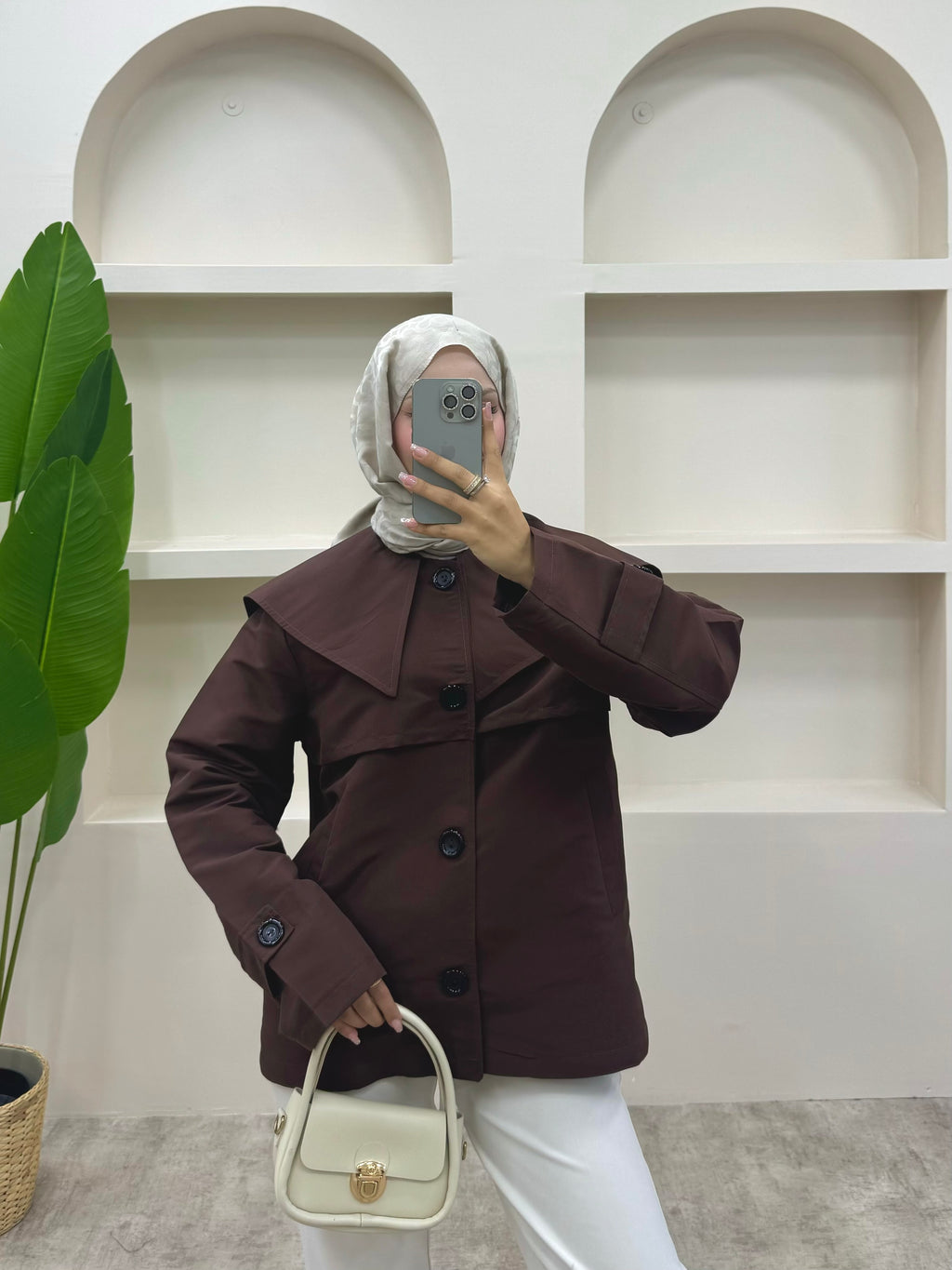 Pelerinli Trençkot Siyah Acı Kahve