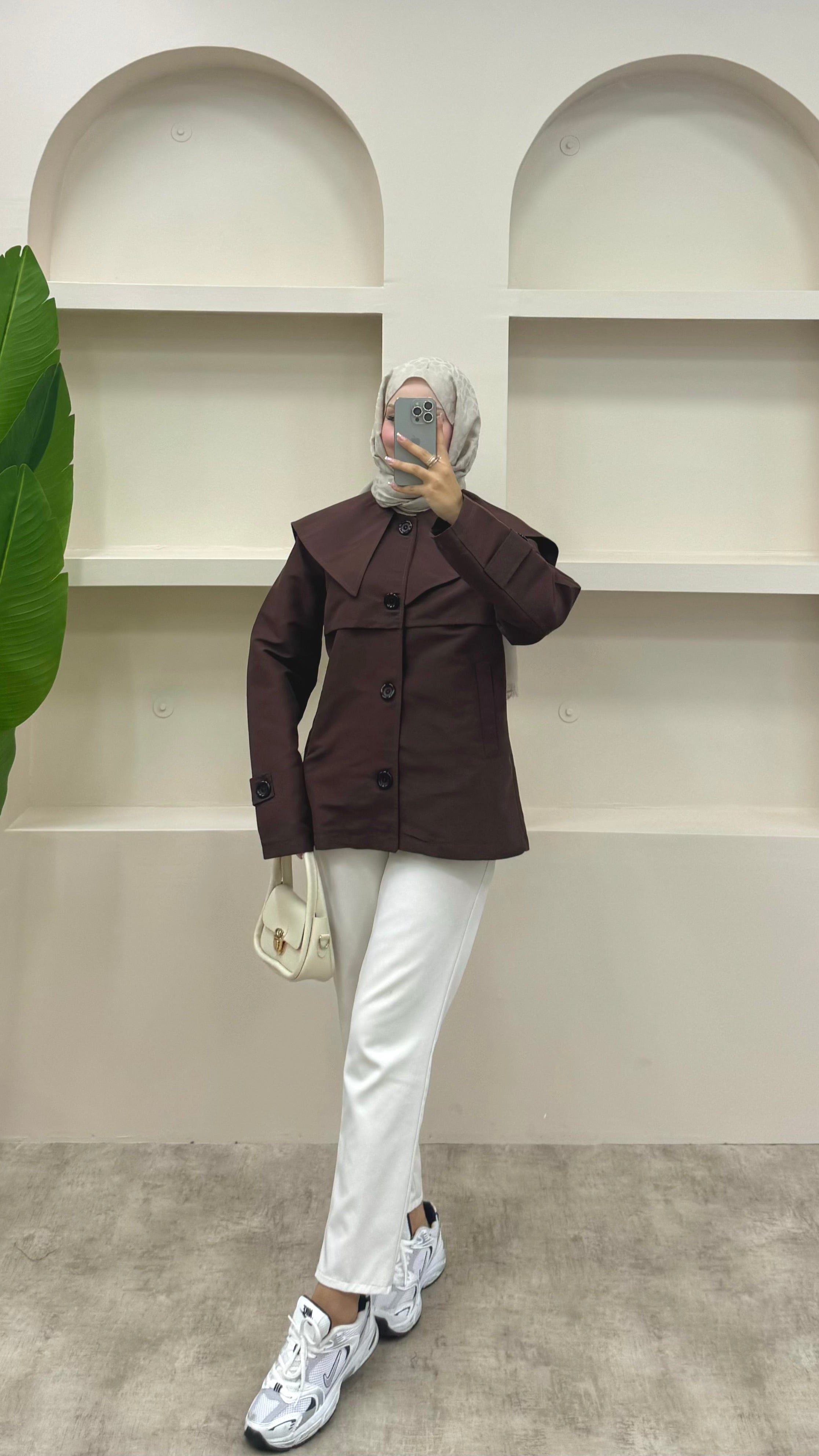 Pelerinli Trençkot Siyah Acı Kahve