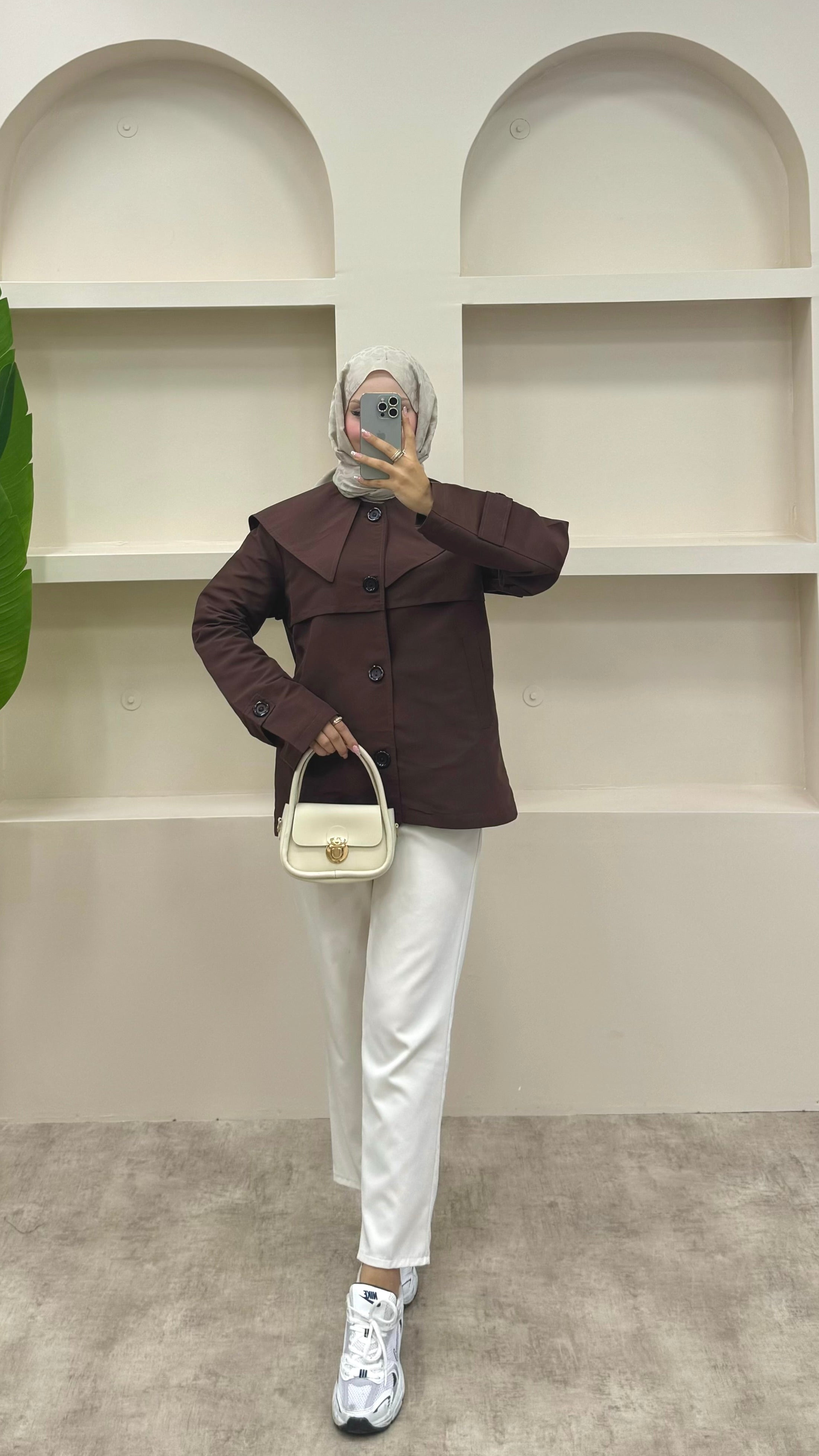 Pelerinli Trençkot Siyah Acı Kahve