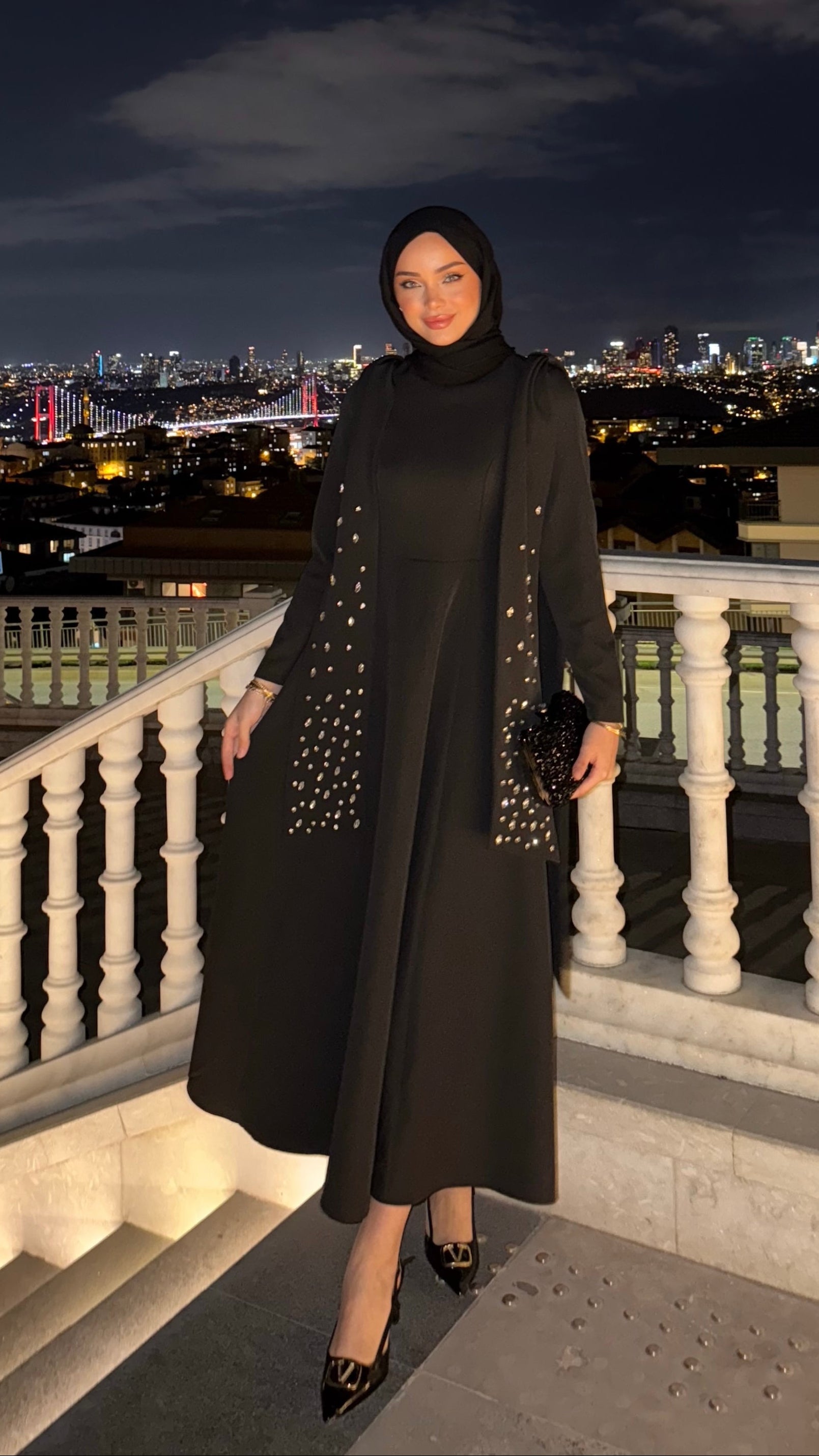 Elsa Taşlı Abiye Siyah