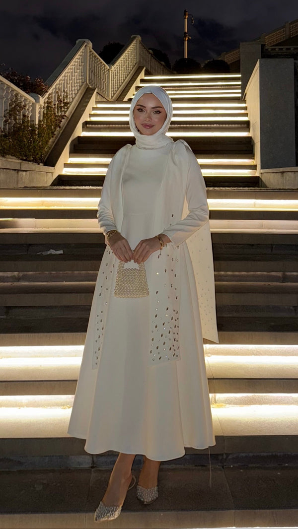 Elsa Taşlı Abiye Beyaz