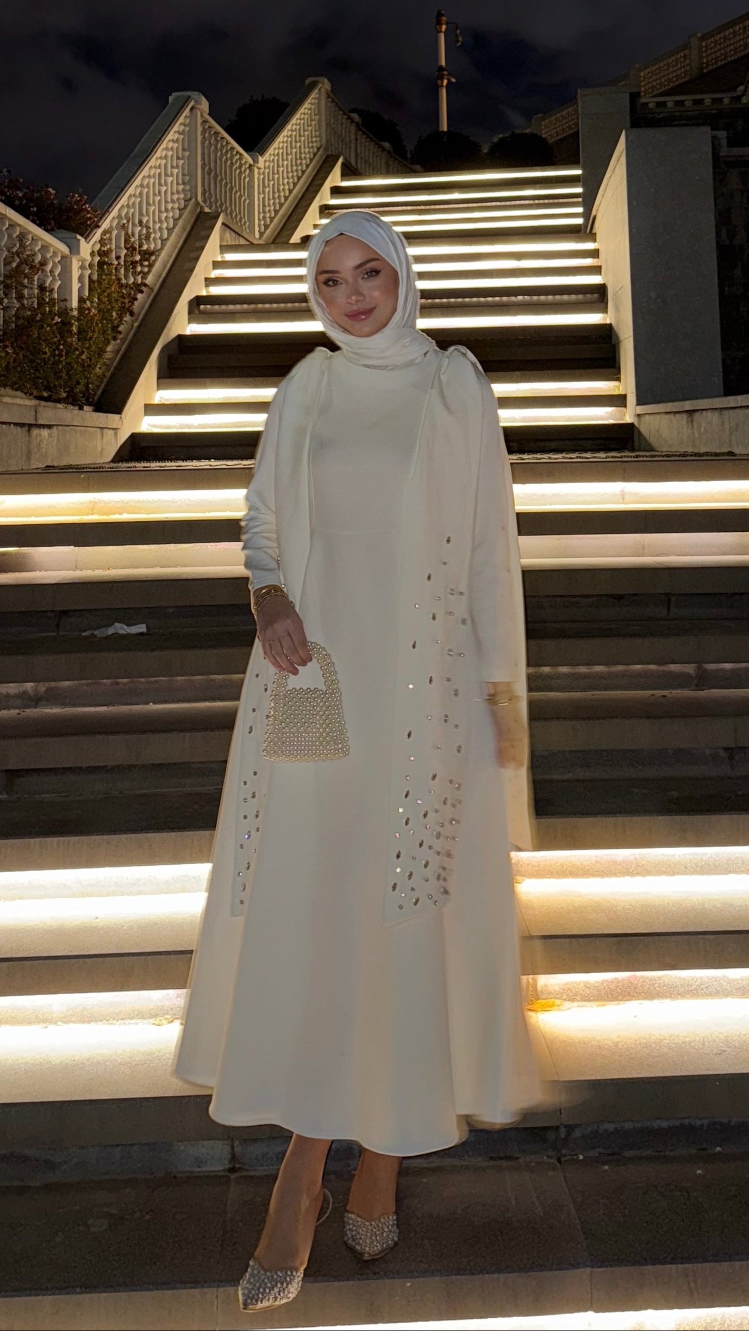 Elsa Taşlı Abiye Beyaz