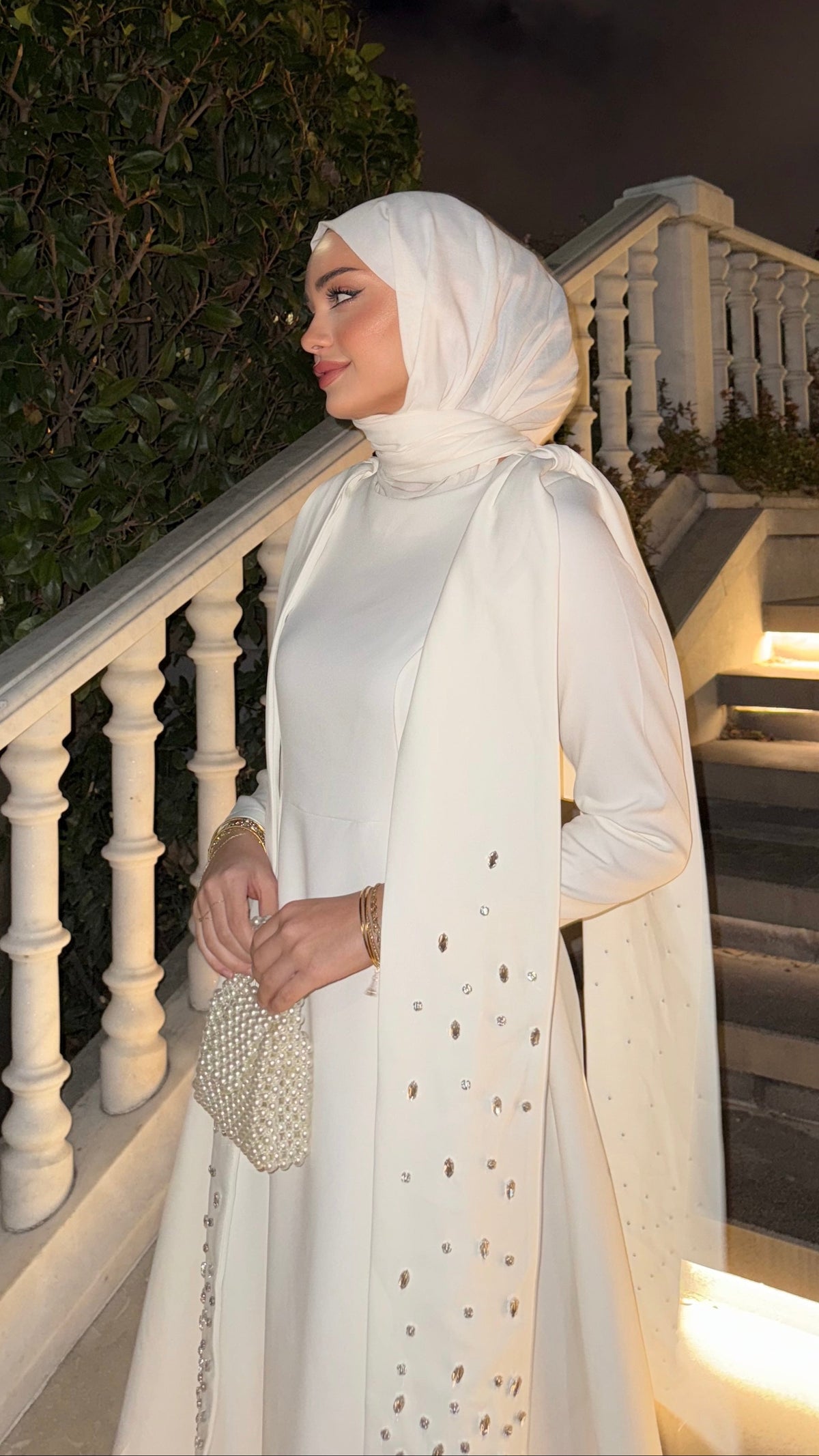 Elsa Taşlı Abiye Beyaz