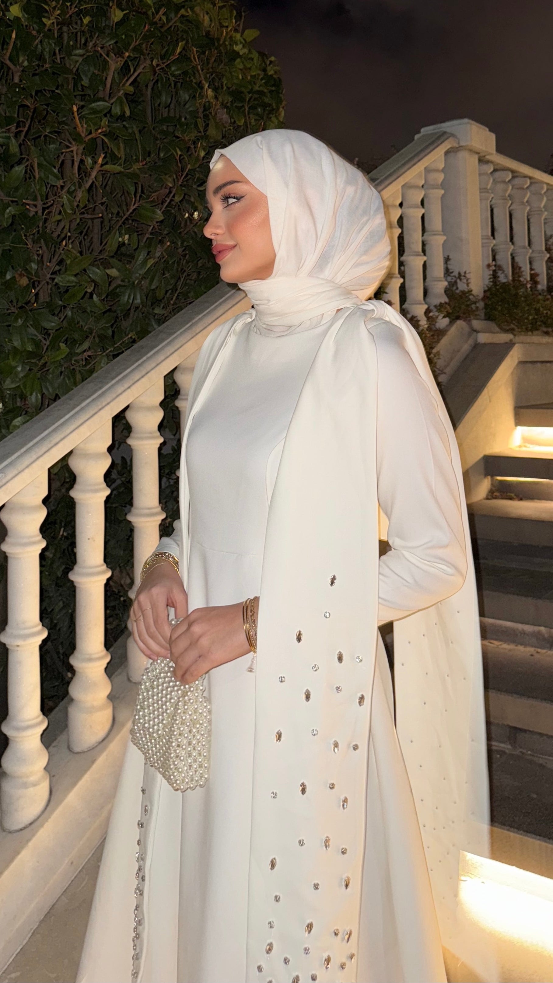 Elsa Taşlı Abiye Beyaz