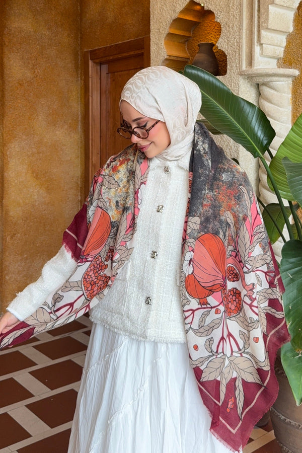 Sienna Omuz Şalı Bordo-Pembe