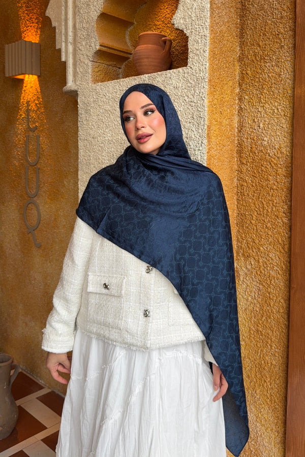 Yonca Desen Ayrobin Jakar Şal Lacivert