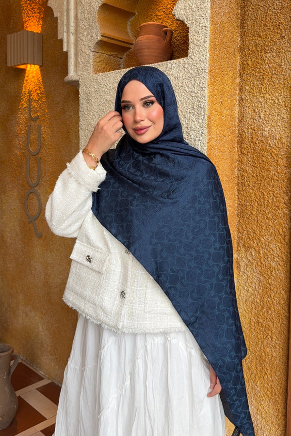 Yonca Desen Ayrobin Jakar Şal Lacivert