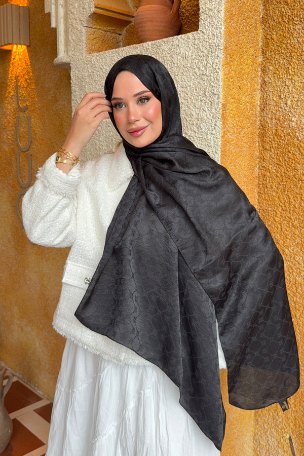 Yonca Desen Ayrobin Jakar Şal Siyah
