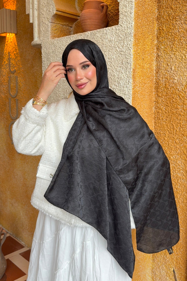 Yonca Desen Ayrobin Jakar Şal Siyah