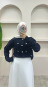 İnci Detaylı Angora Hırka Siyah