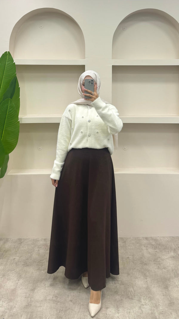 İnci Detaylı Angora Hırka Beyaz