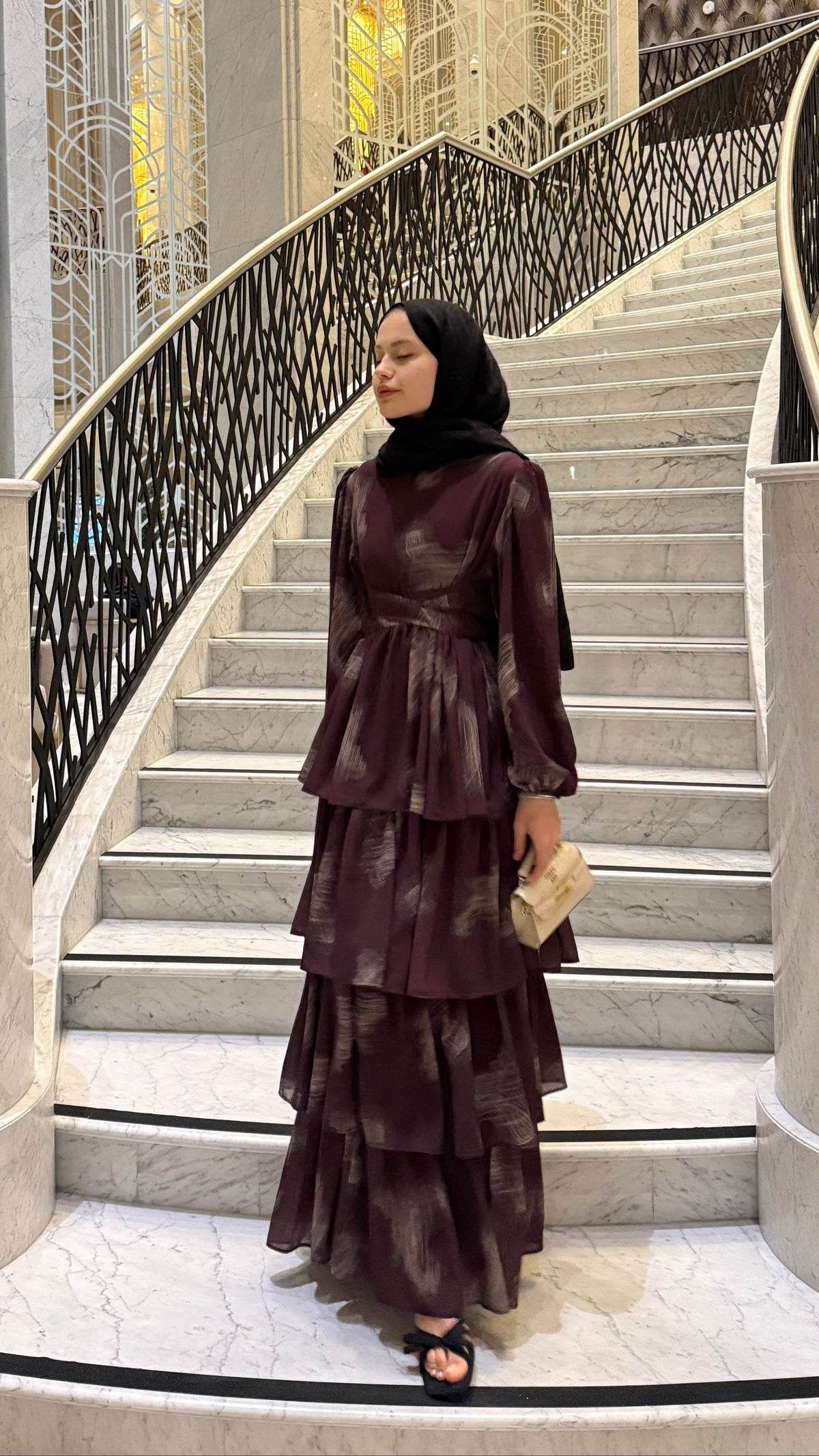 Pastel Renkli Elbise Bordo