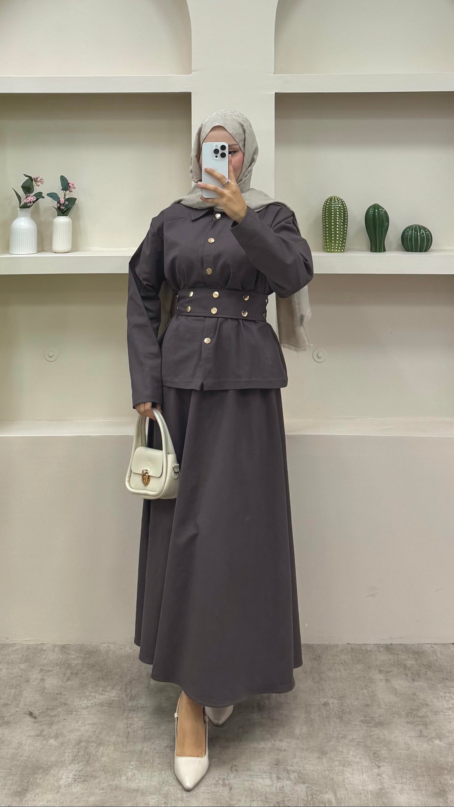 Kot Etekli Takım Kahverengi