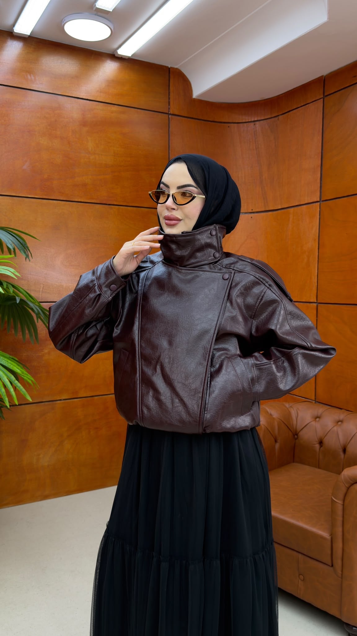 Deri Bomber Ceket Bordo