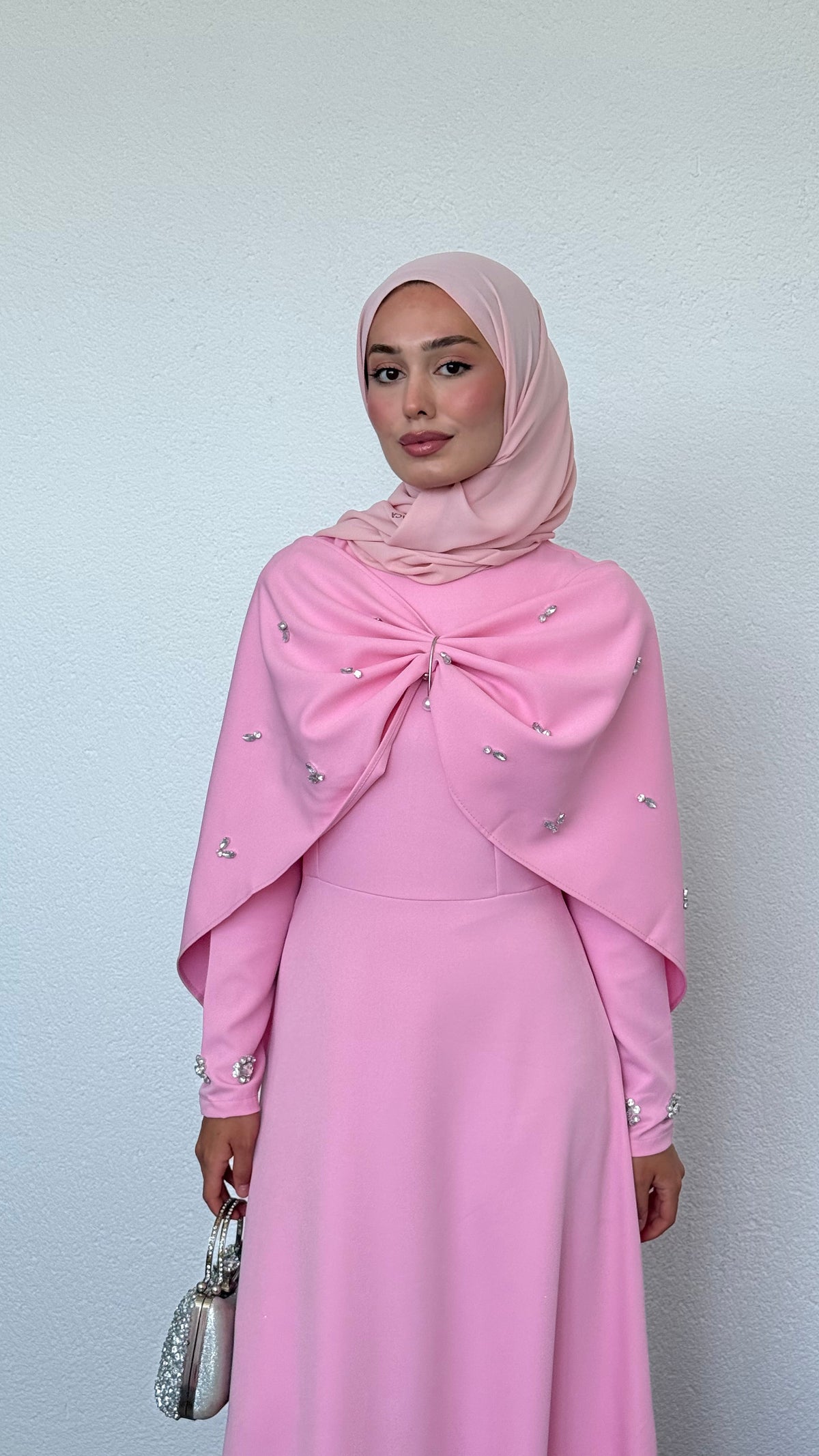 Lale Taşlı Abiye Pembe