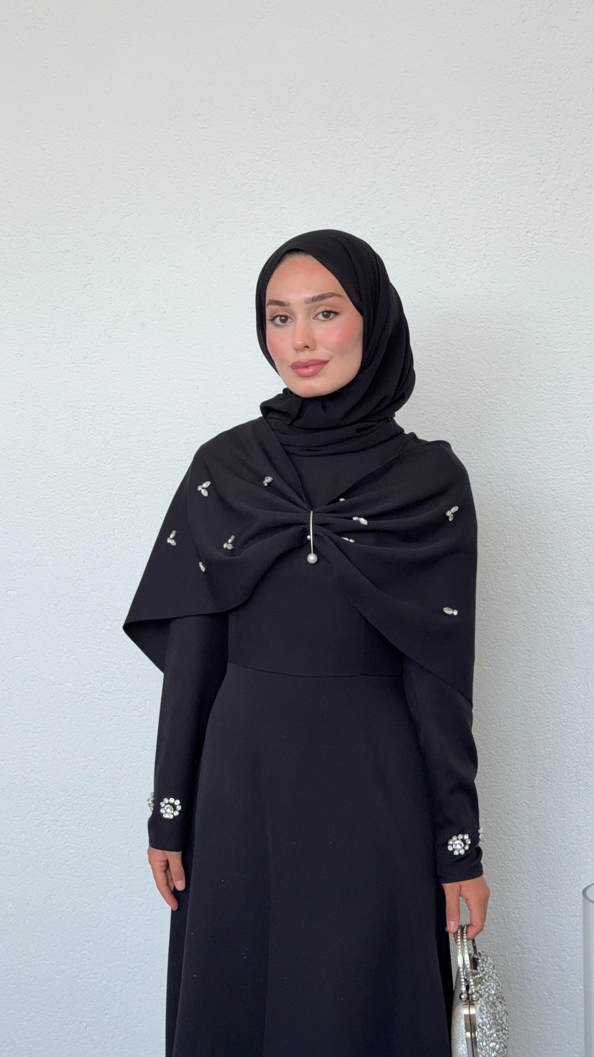 Lale Taşlı Abiye Siyah
